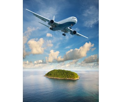 Фотообои Полёт самолёта над островом