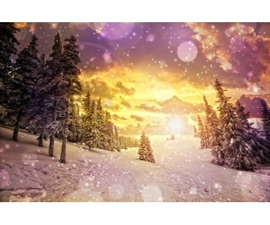 Фотообои Величественный закат зимой в горах