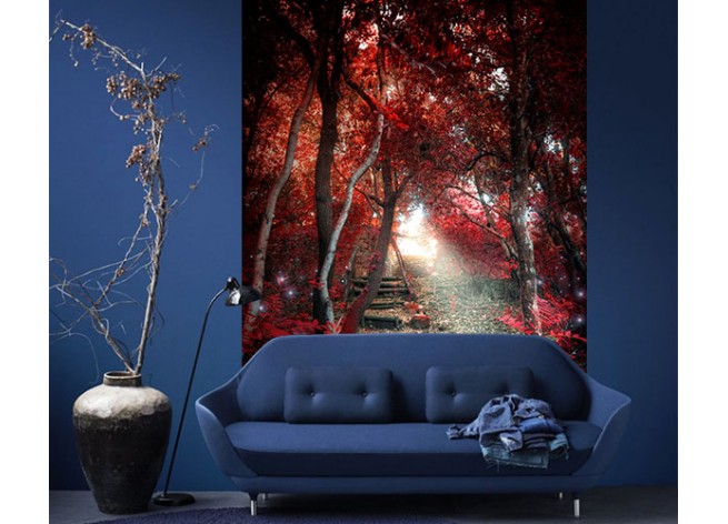 Фотообои Волшебный красный лес