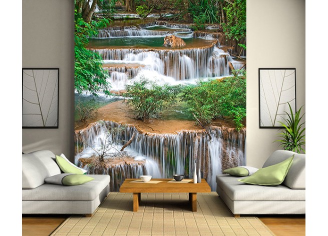 Фотообои Тигр и водопад