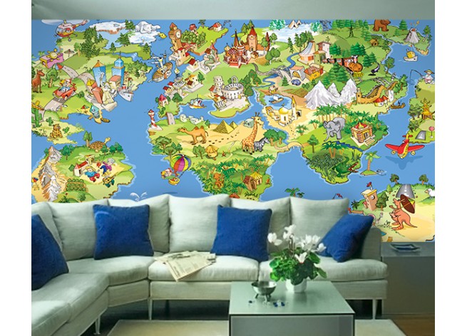 Фотообои Карта мира для детей