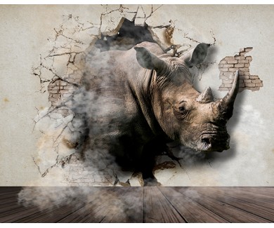 Фотообои Носорог в стене