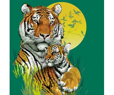 Фотообои Семья тигров в джунглях