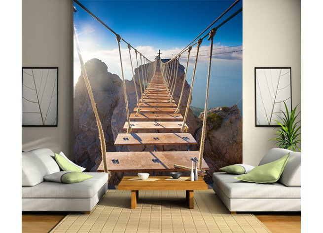 Фотообои Подвесной мост в горах