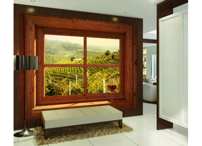 Фотообои Окно с видом на виноградники