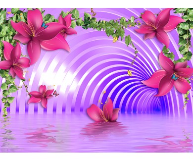 Фотообои Фиолетовый туннель и цветы