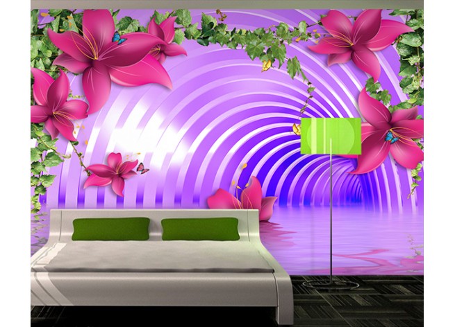 Фотообои Фиолетовый туннель и цветы