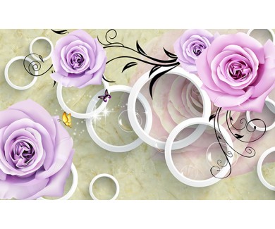 Фотообои Белые кольца и розы