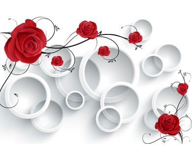 Фотообои Красные розы и белые кольца
