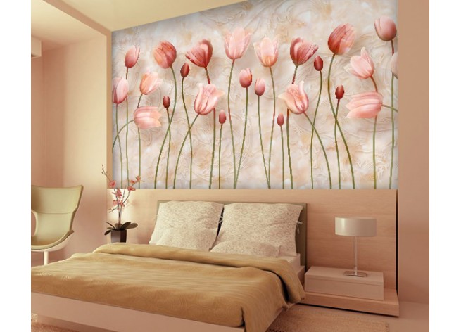 Фотообои Нежный фон с тюльпанами