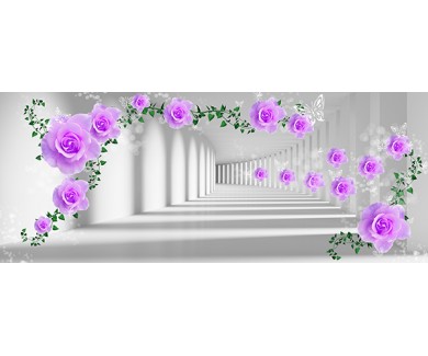 Фотообои Фиолетовые розы на фоне туннеля