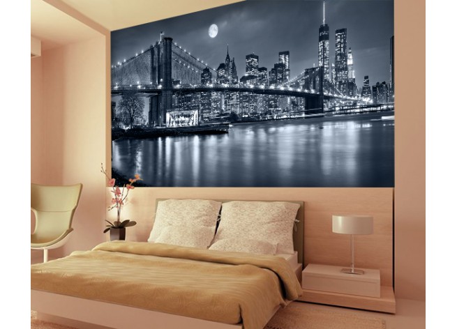 Фотообои Чёрно белая панорама на Нью-Йорк