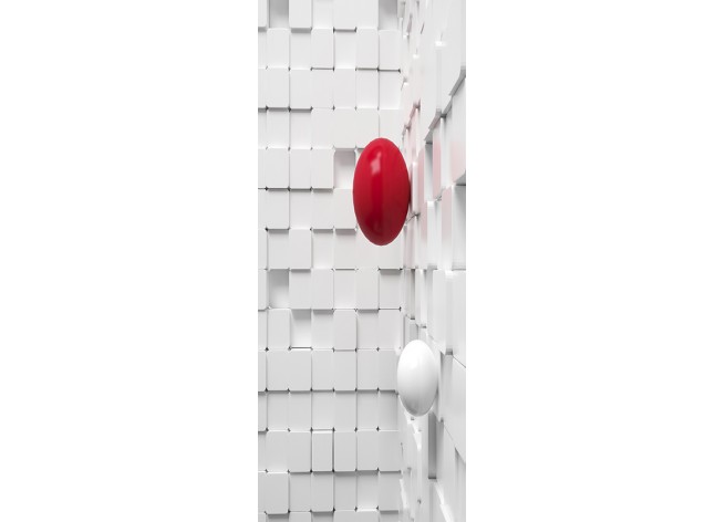 Наклейка на дверь Красный и белый шар