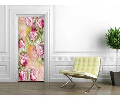 Наклейка на дверь Пышные 3D цветы
