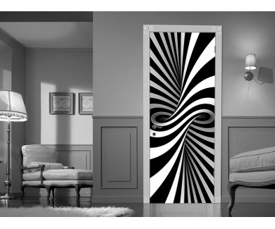 Наклейка на дверь Черно белая абстракция