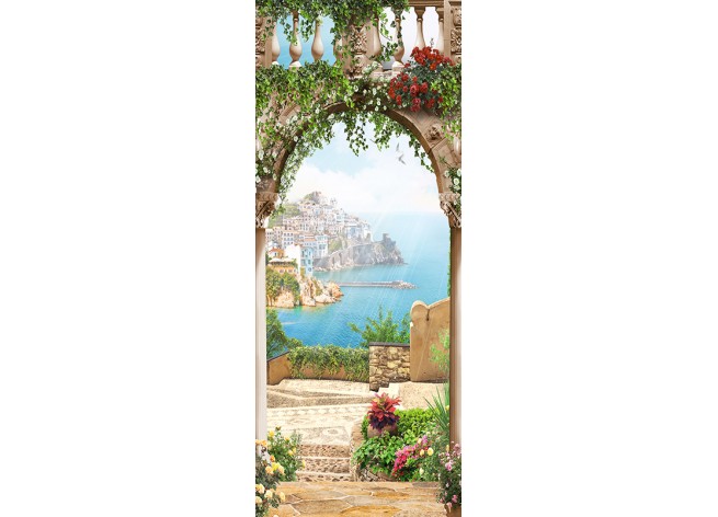 Наклейка на дверь Арка и маленькие колонны