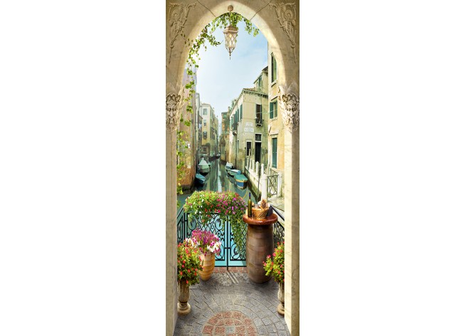 Наклейка на дверь Веранда в Венеции