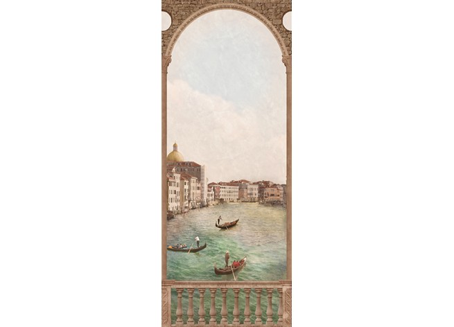 Наклейка на дверь Вид на Венецию, винтаж