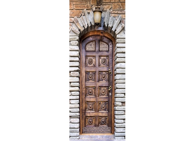 Наклейка на дверь Дверь и каменная арка