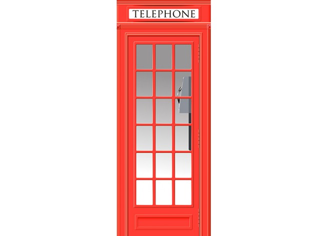 Наклейка на дверь Красная телефонная будка