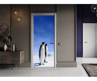 Наклейка на дверь Два Пингвины в Антарктиде