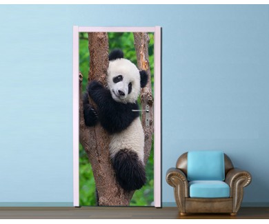 Наклейка на дверь Панда на дереве