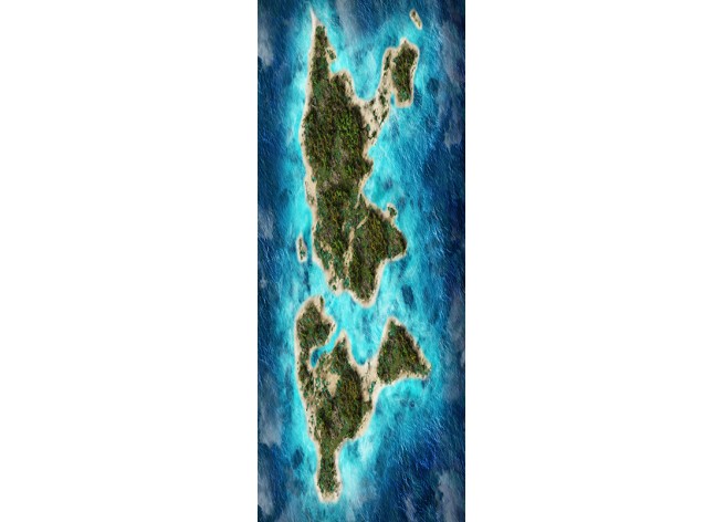 Наклейка на дверь Карта с горами, океанами и лесами