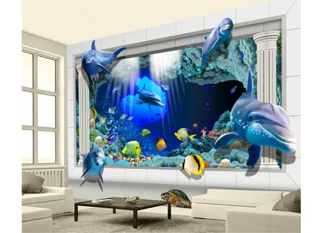Фотообои Дельфины 3D