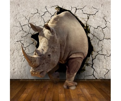 Фотообои Носорог в стене 2