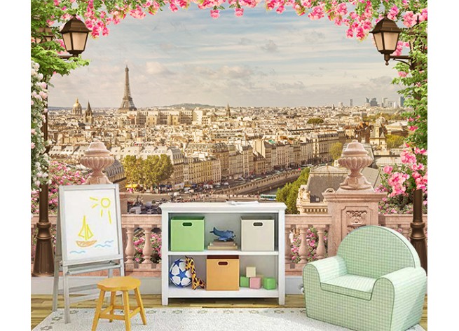 Фотообои Вид на Париж в розовых тонах