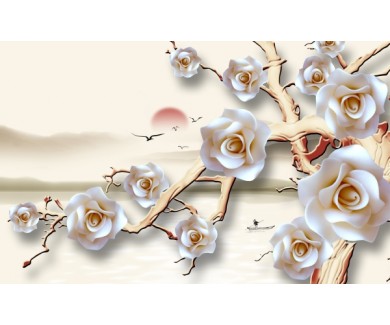 Фотообои Белые розы на закате