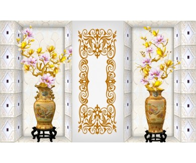 Фотообои Вазы с цветами в стене