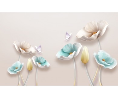 Фотообои Керамические цветы на нейтральном фоне