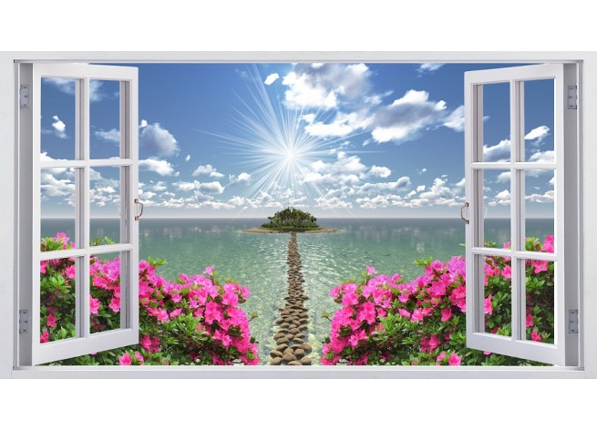 Наклейка на стену Вид из окна на райское место