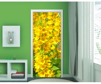 Наклейка на дверь Ярко-желтые цветы
