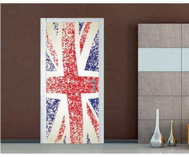 Наклейка на дверь Флаг Великобритании, волнистый, гранж