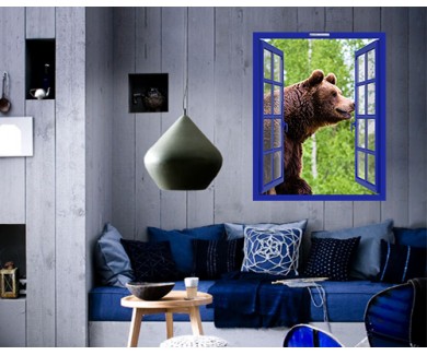 Наклейка на стену Бурый медведь, глядящий вдаль
