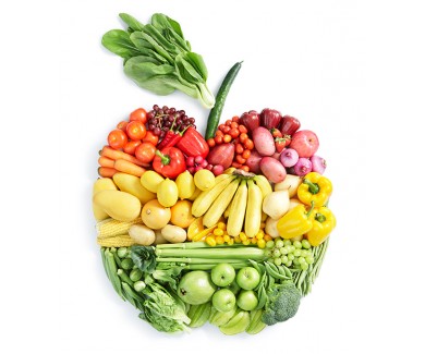 Наклейка на холодильник Овощи и фрукты выложенные в виде яблока