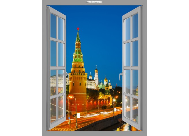 Наклейка на стену Панорамный обзор Москвы в ночное время