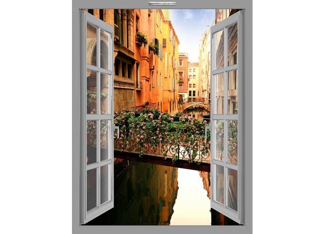 Наклейка на стену Прекрасный мост над каналом в Венеции