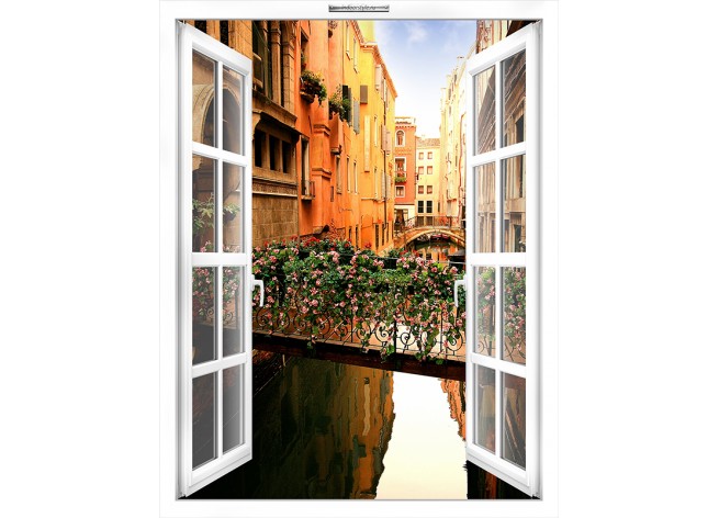 Наклейка на стену Прекрасный мост над каналом в Венеции