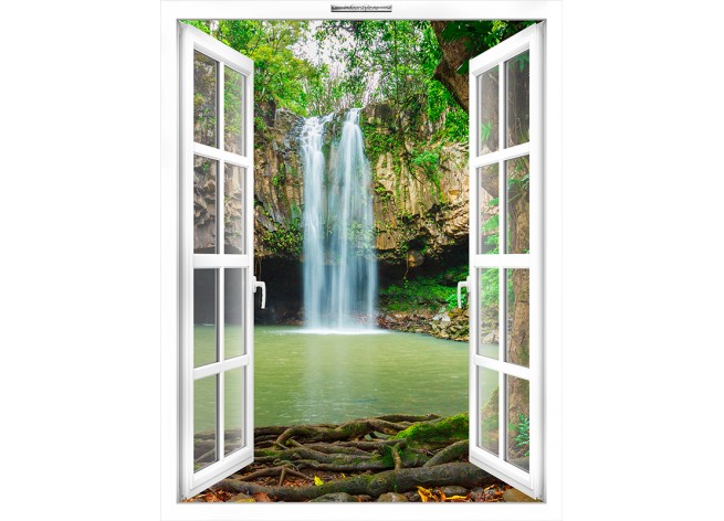 Наклейка на стену Красивый Тропический Водопад на Гавайях