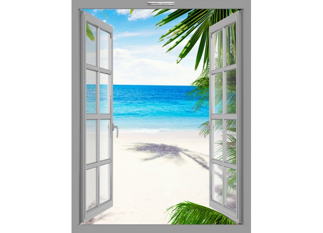 Наклейка на стену Вид на красивый тропический пляж